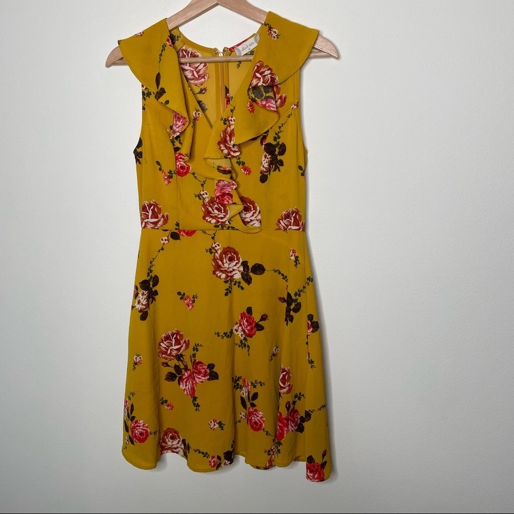 Altar’d State Mustard Floral Dress medium
